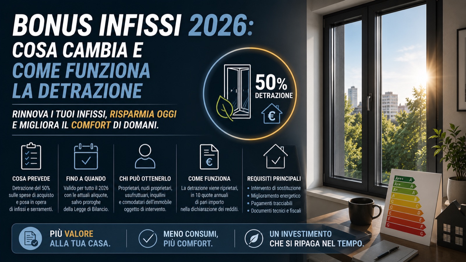Bonus infissi 2026: cosa cambia e come funziona la detrazione