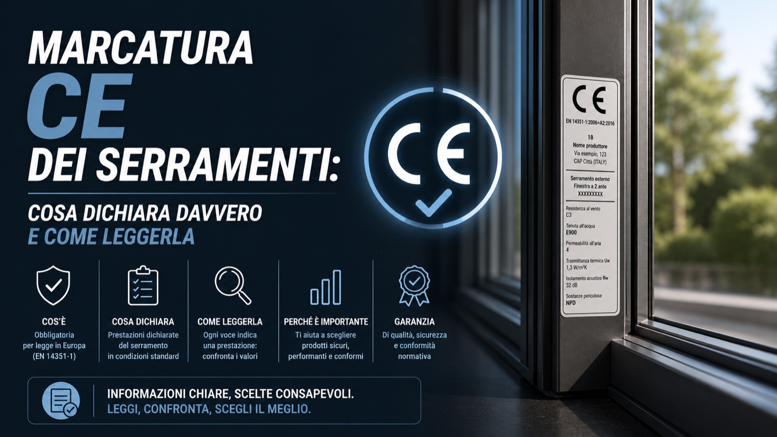 Marcatura CE dei serramenti: cosa dichiara davvero e come leggerla