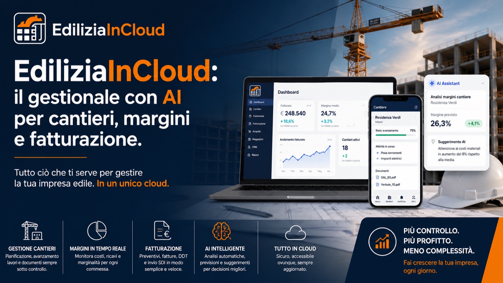 EdiliziaInCloud: il gestionale con AI per cantieri, margini e fatturazione