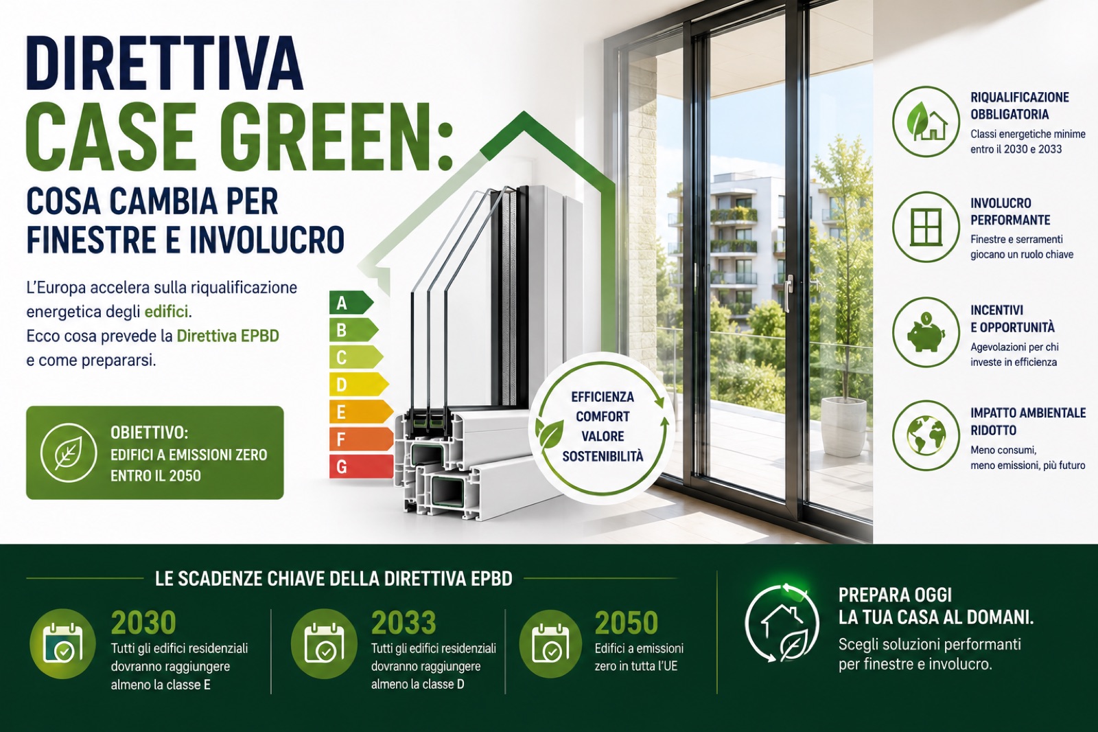 Direttiva case green: cosa cambia per finestre e involucro