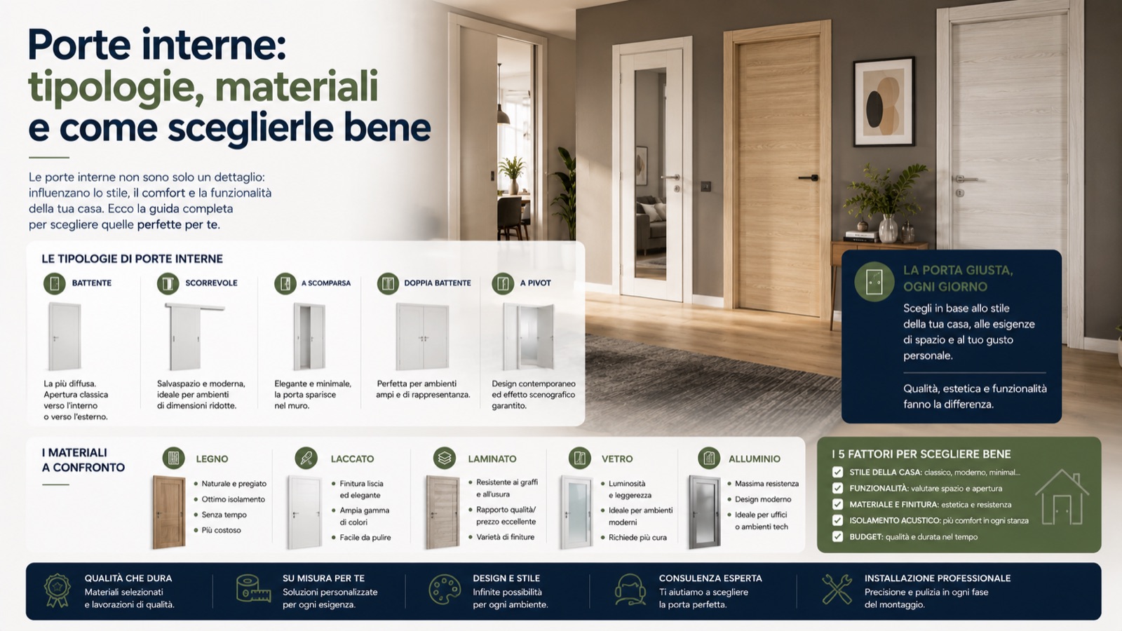 Porte interne: tipologie, materiali e come sceglierle bene